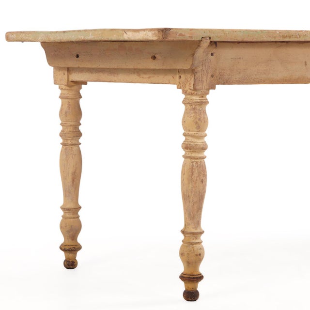 19th Century Rare French Painted Pine Farm Table, 19th C. For Sale - Image 5 of 7