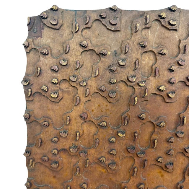 Large Antique Hand-Carved Wooden Textile Stamp Block, 1890s For Sale - Image 3 of 6