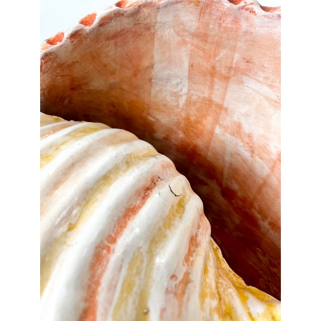 Large Vintage Mexican Hand Painted Ceramic Shell For Sale - Image 10 of 12