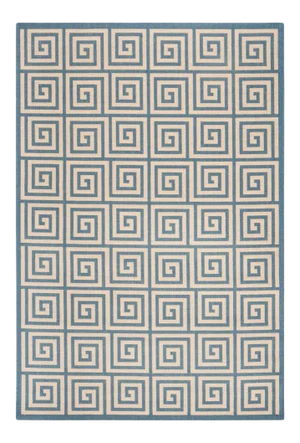 Lake House Indoor Outdoor Rug Cream & Blue 5'3"x7'6"