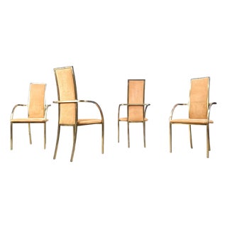 Brass Dining Chairs from Belgochrom, 1970s, Set of 4 For Sale