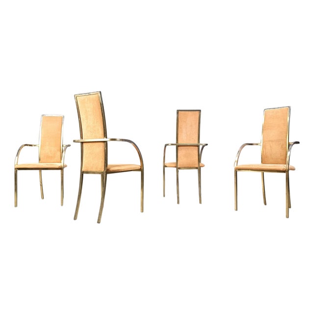 Brass Dining Chairs from Belgochrom, 1970s, Set of 4 For Sale