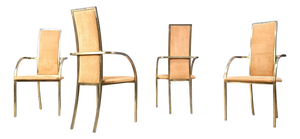 Brass Dining Chairs from Belgochrom, 1970s, Set of 4
