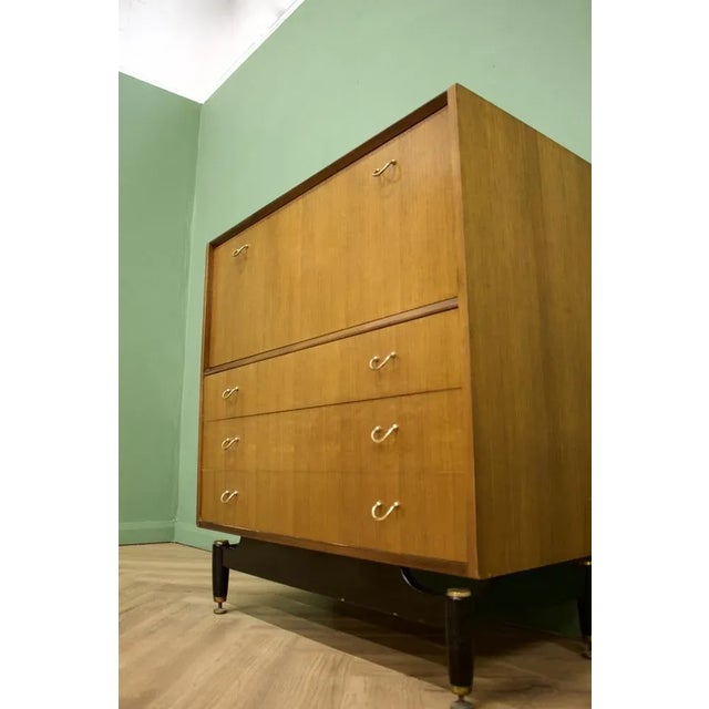 Mid-Century Tola and Black Tallboy Chest from G Plan, 1950s For Sale - Image 4 of 8