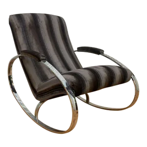 Mid Century Modern Chrome Rocking Chair by Guido Faleschini Newly Reupholstered