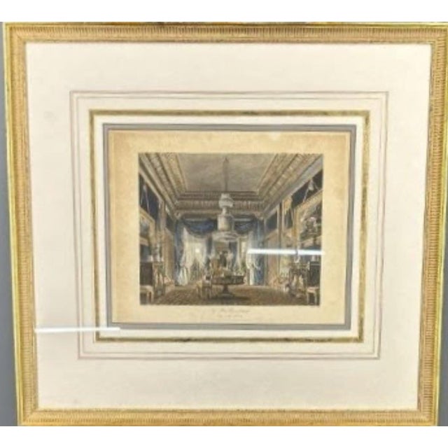 Early 19th Century 1819 Hand Colored Print "Blue Velvet Closet" Carlton House For Sale - Image 5 of 6