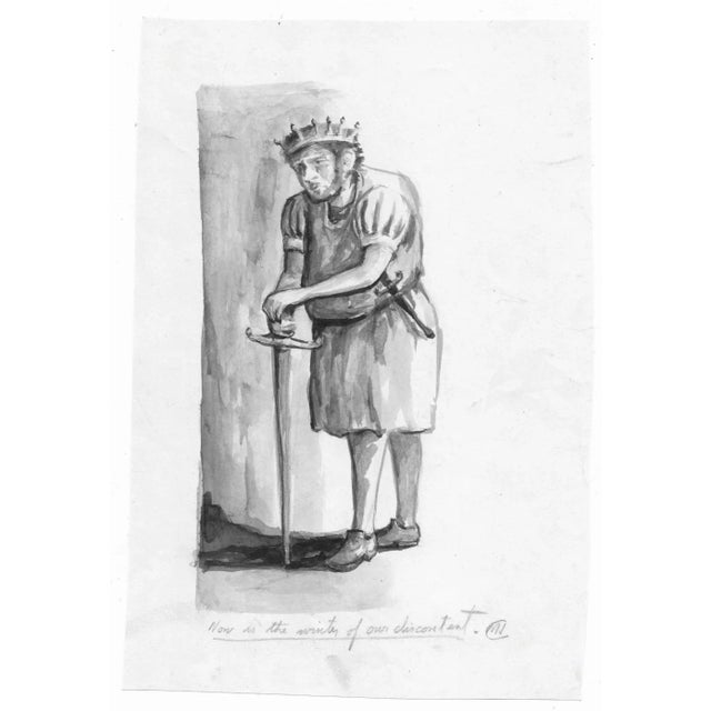 "Now is the Winter of Our Discontent" watercolor on paper. Portrait of a man with a sword, inscribed with the line from...