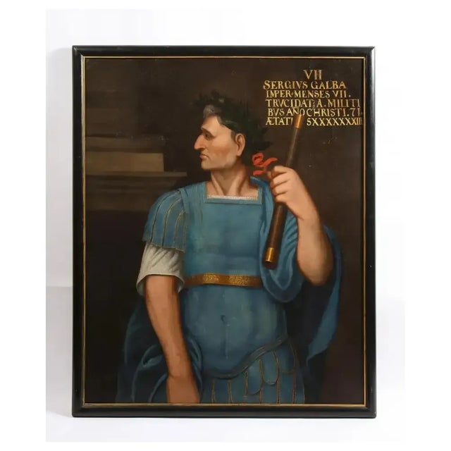 Grand Tour Oil Portrait on Canvas Painting of "Sergius Galba", a Roman Emperor, After Titian 19th Century For Sale - Image 4 of 6
