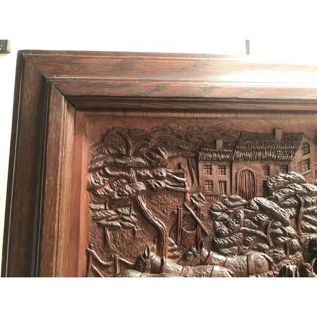 Bas-Relief in Wood by M. Arendt for Village Scene, 1940s For Sale - Image 18 of 18