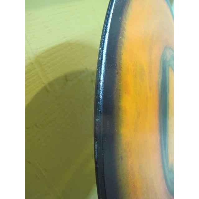 Asher Holman Fused & Painted Art Glass Disc Sculpture Sauron With Stand For Sale - Image 9 of 9