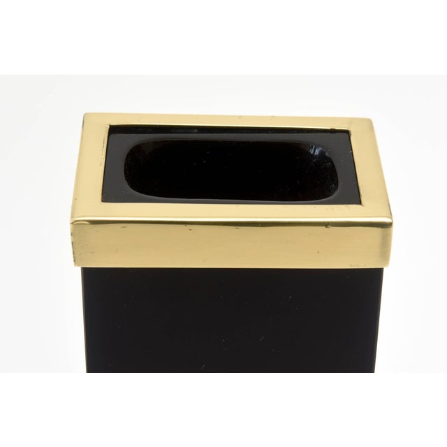 Art Deco Vintage Murano Black Glass and Draped Brass Vase, Italy, 1960's For Sale - Image 3 of 9