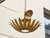 Mid 20th Century 1950s Spanish Gilt Metal Leaf Light Fixture with Frosted Glass For Sale - Image 5 of 11