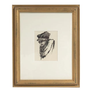 1960s Charcoal Portrait Drawing by James Bruch For Sale