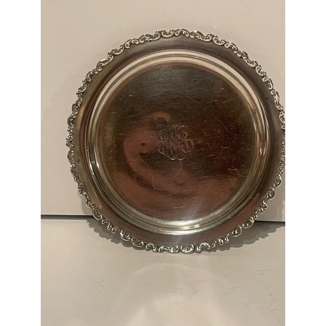 English Sterling Silver Salver or Card Tray, 19th Century. Marked Sterling