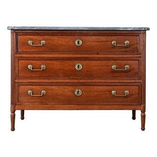 French 19th Century Mahogany Louis XVI Commode with Marble Top For Sale