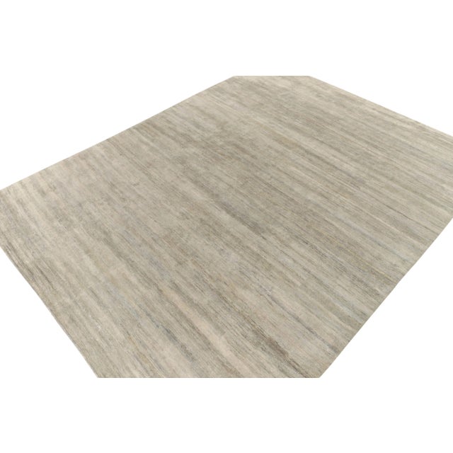 Contemporary Rug & Kilim’s Contemporary Rug in Solid Silver-Gray With Striae For Sale - Image 3 of 6