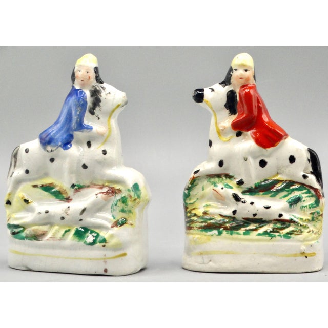 Antique Staffordshire Petite Equestrian Figurines, a Pair For Sale - Image 6 of 9