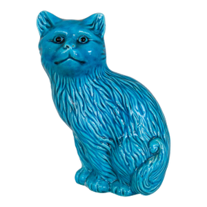 Vintage Chinese Blue Cat Figurine