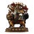 Vintage Tibetan Painted Gilded Bronze Dorje Shugden Protector Buddha Statue on Lion For Sale