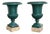 French 19th Century Pair of Cast Iron Urns on Stone Bases For Sale