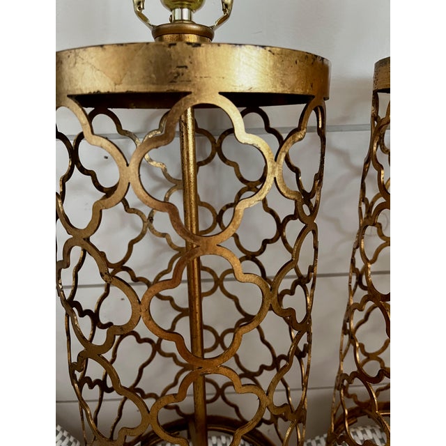 1990s Quatrefoil Drum Table Lamps - a Pair For Sale - Image 6 of 10
