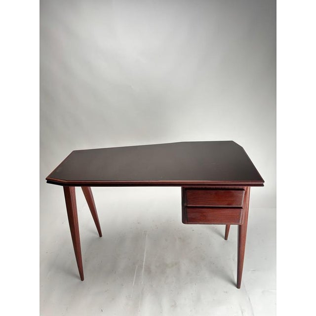 Mid-Century Desk in Wood and Glass from Dassi, Italy, 1950s For Sale - Image 3 of 11