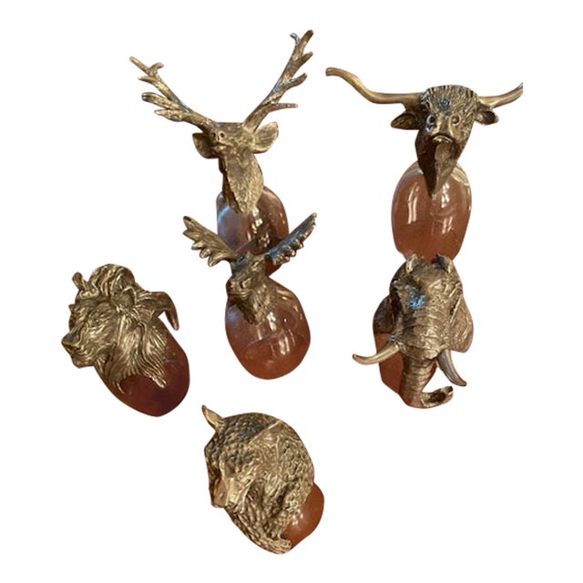 Frankli Wild Shot Glasses With Pewter Wild Animal Bases- Set of 6 For Sale