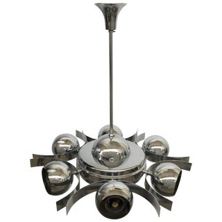 Italian Pop Art Space Age Chrome Ceiling Lamp With Six Balls, 1960s For Sale
