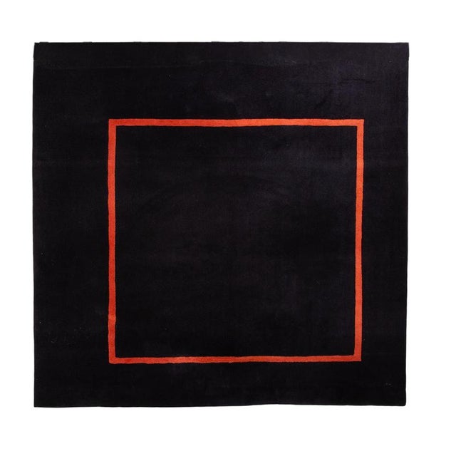 Textile Wool Frame Rug in Black/Orange from JAB Anstoetz For Sale - Image 7 of 7