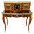 French Louis XV Style Writing Desk – Rich Wood Finish With Gold Leaf, Bronze Details & Multiple Storage Compartments For Sale