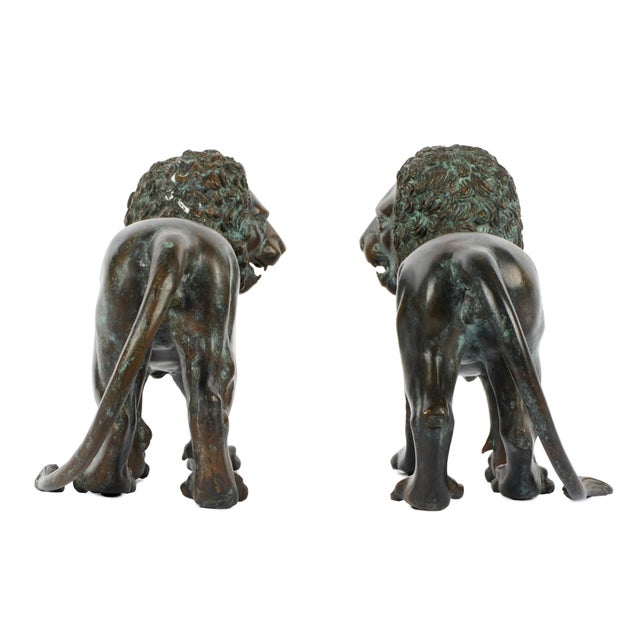 19th Century Neoclassical Bronze Lion Sculptures With Aged Patina For Sale In Tampa - Image 6 of 11