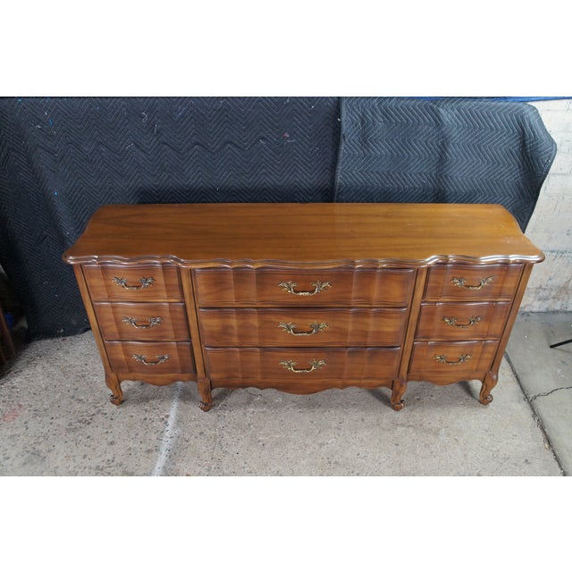 Late 20th Century Kent Coffey Marquee French Provincial Serpentine Fruitwood Dresser Sideboard For Sale - Image 6 of 14