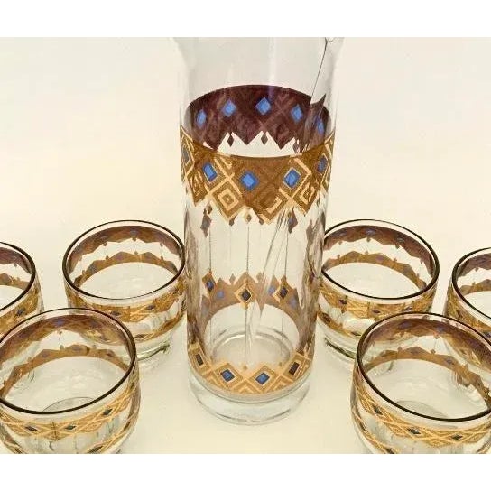 Mid-Century Modern Mid-Century Modern Culver King’s Rowe Cocktail Set With Pitcher and Six Glasses- 8 Pieces For Sale - Image 3 of 5