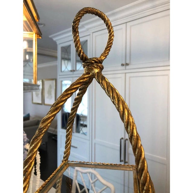 1950s Italian Hollywood Regency Iron Rope Tassel 3-Tier Etagere Stand For Sale - Image 9 of 9