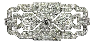 Circa 1925 16 Carats Art Deco Diamond Platinum Brooch