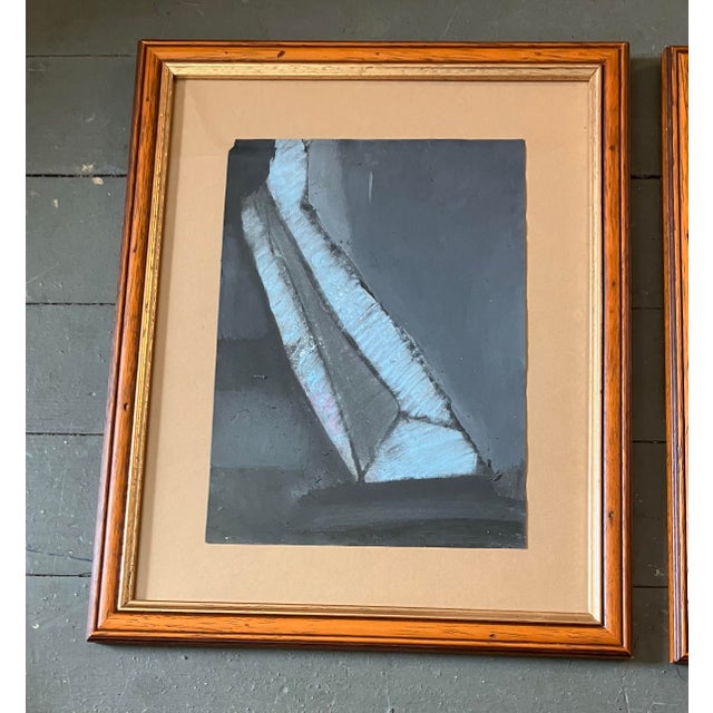 Abstract 1970s 2 Original Abstract Paintings / Pastels- Set of Two For Sale - Image 3 of 5