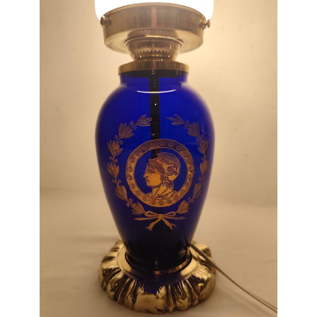 Vintage Spanish Glass Table Lamp, 1940s, in Very Good conditions. Designed 1920 to 1949 European Plug (up to 250V).The...