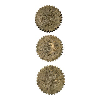 Vintage Patinated Sunflower Cast Concrete Pavers - Set of 3 For Sale