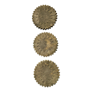 Vintage Patinated Sunflower Cast Concrete Pavers - Set of 3
