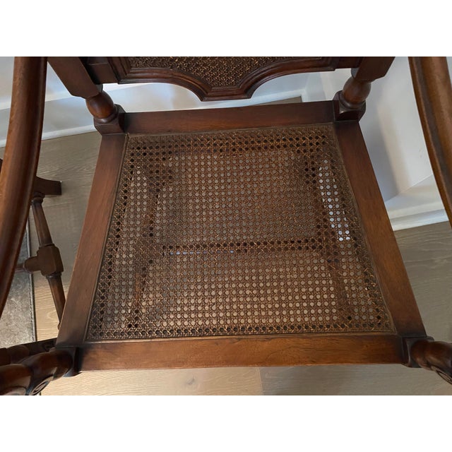 Early 20th Century Reduced Pair Carved Oak Throne Chair Antique Hall Chairs For Sale - Image 5 of 12