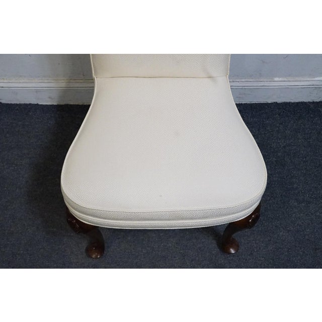 White High End Vintage Solid Cherry Traditional Georgian White Upholstered High Back Dining Side Chair For Sale - Image 8 of 9