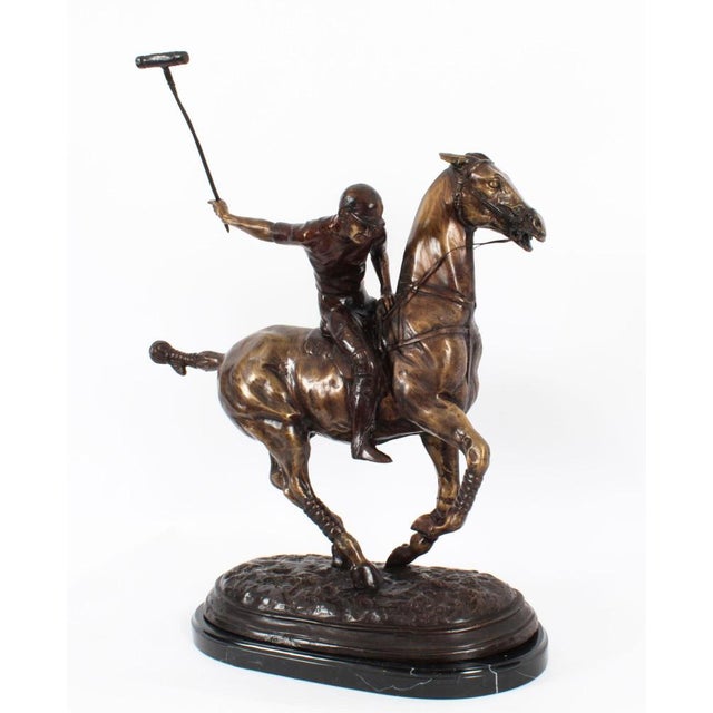 Polo Player Galloping Horse Sculpture, 20th Century, Bronze For Sale - Image 13 of 14