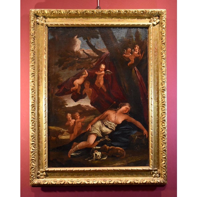 Diana Cupid Mythological Landscape Guillaume Courtois 17th century Painting Oil on canvas Old Masters Roman School This...