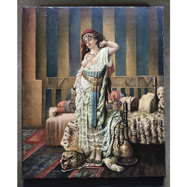 Orientalist School Artist, L'Odalisque, Oil on Canvas, 20th Century For Sale - Image 10 of 10