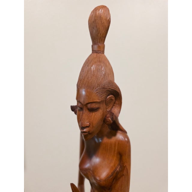 Copper Vintage 21" Balinese Modernist "Lone Warrior" Wood Sculpture – Klungkung School For Sale - Image 8 of 12