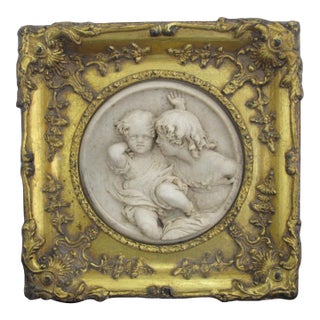 Ew Wyon Marble Cherub Plaque in Victorian Gilt Frame Calmady Children For Sale