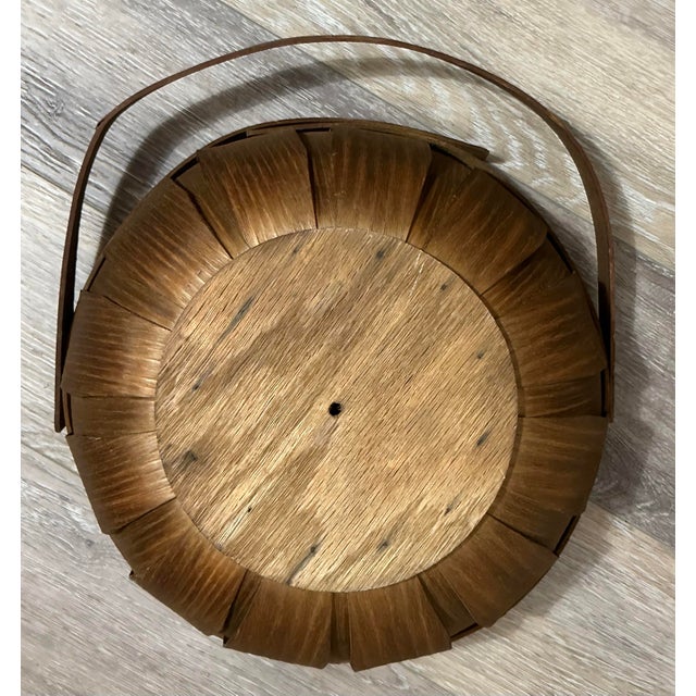 Brown Vintage Mid 20th Century Wood Planks Gathering Basket For Sale - Image 8 of 10