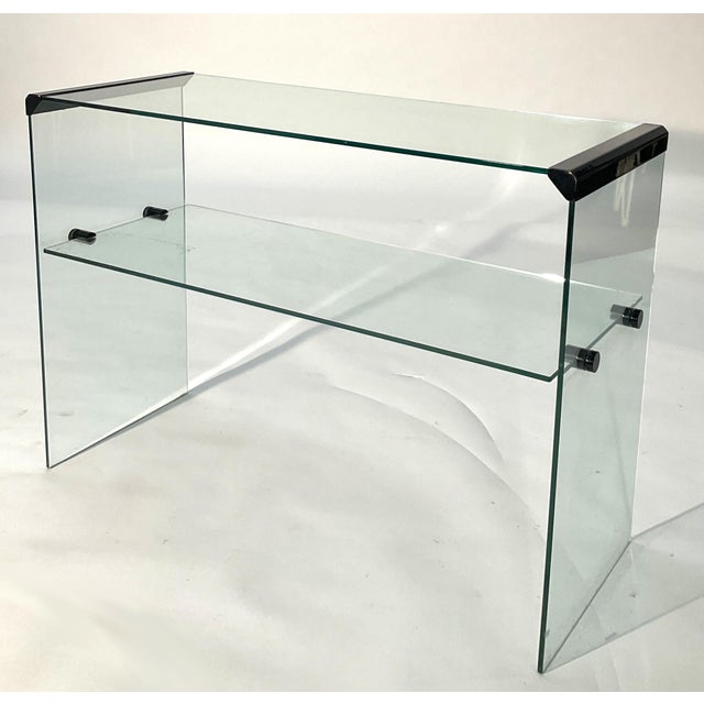 Metal Console Table with Two Glass Shelves and Black Painted Metal Elements from Gallotti & Radice For Sale - Image 7 of 7