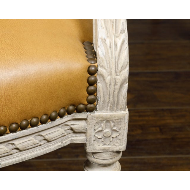 White Set of Four French Louis XVI Style 1900s Oval Back Painted and Carved Armchairs For Sale - Image 8 of 12