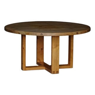 Mid-Century Swedish Round Pine Dining Table by Roland Wilhelmsson, 1960s For Sale